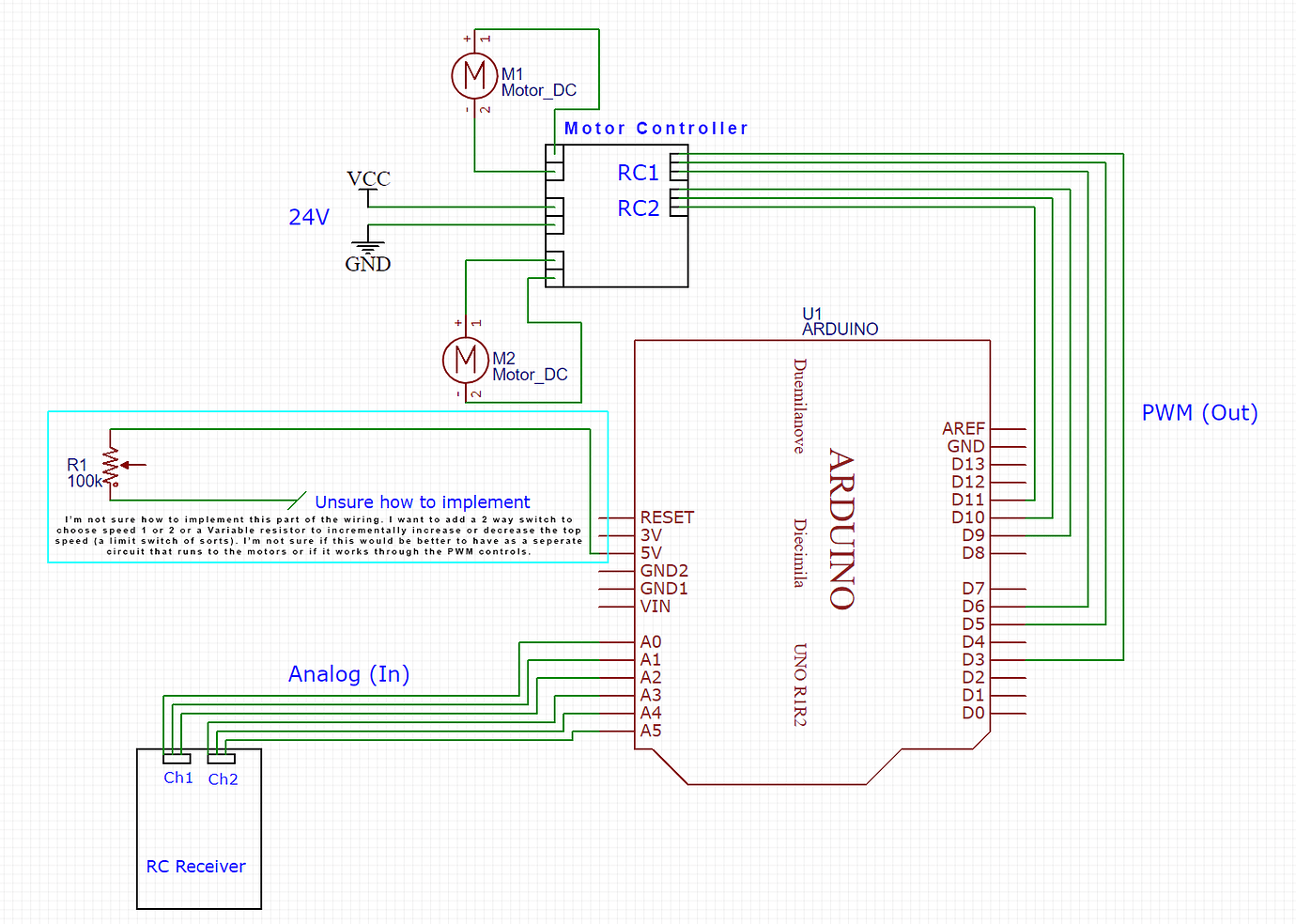 Early stage R/C speed limiter and speed increase smoothing project