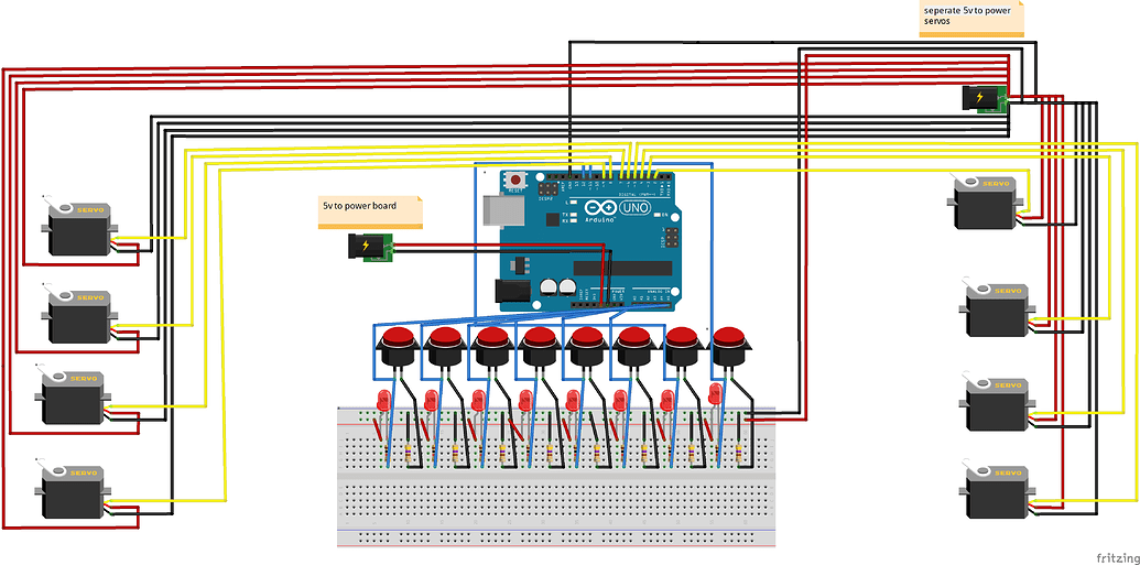 12 servos on uno with toggle switch operation Project Guidance