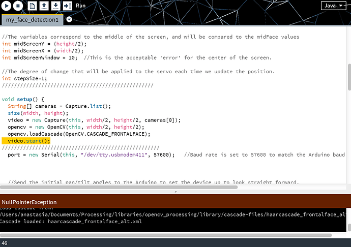 Processing + Arduino face tracking webcam port issue - Interfacing w ...