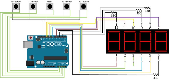 Arduino Uno R3 and 5 inch 7 Segment LEDs - LEDs and Multiplexing ...