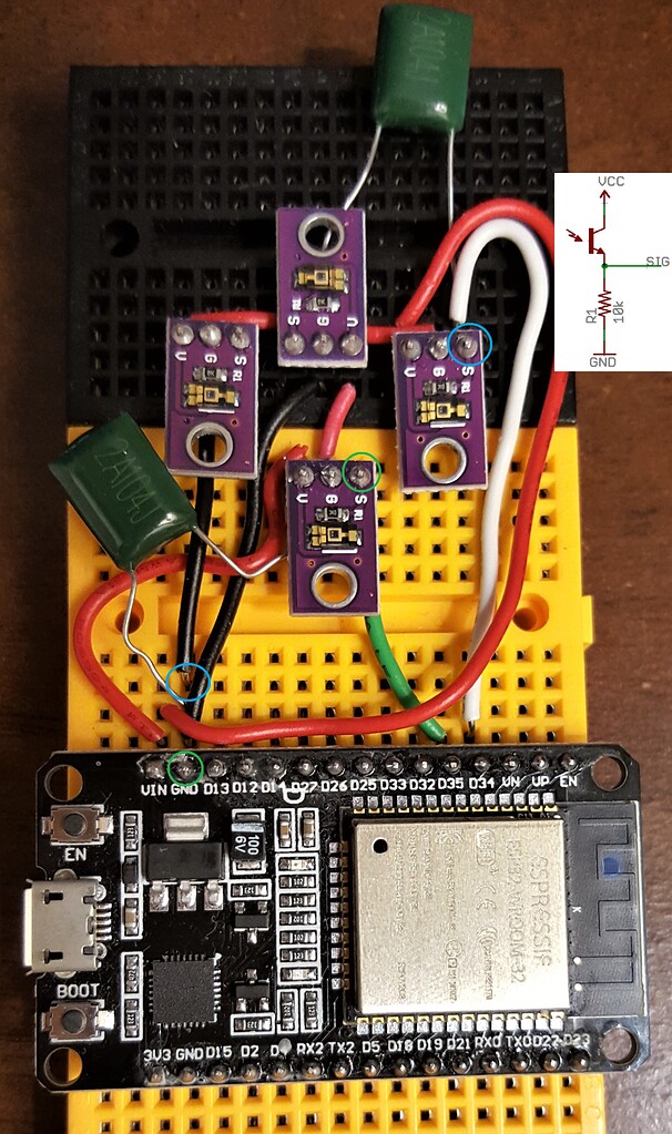TEMT6000 light sensor voltage divider readout Vs. photoresistor voltage