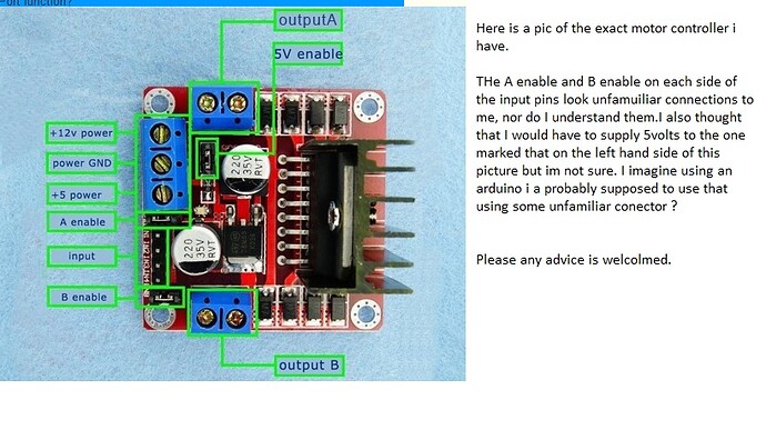 Need help with a $4.00 dual moror controller , trying to build a robot ...