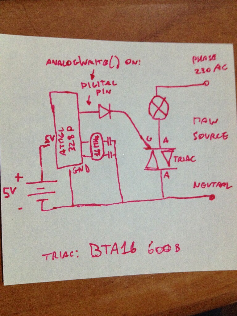 Drive a 230VAC Lamp from a TRIAC with Arduino - Home Automation ...