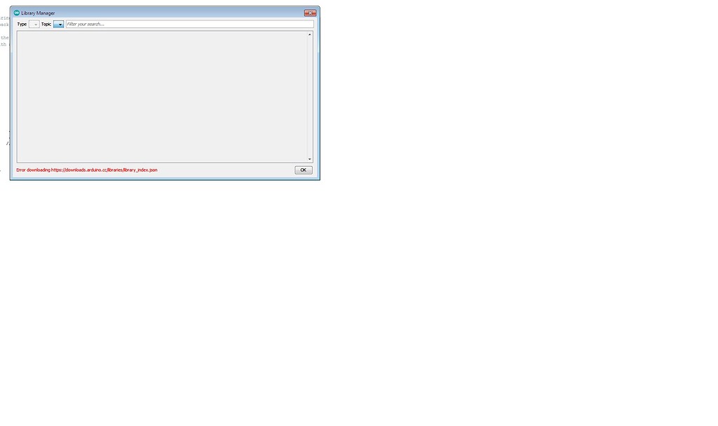 Error while opening the library manager on window 7 (32 bit) - IDE 1.x ...