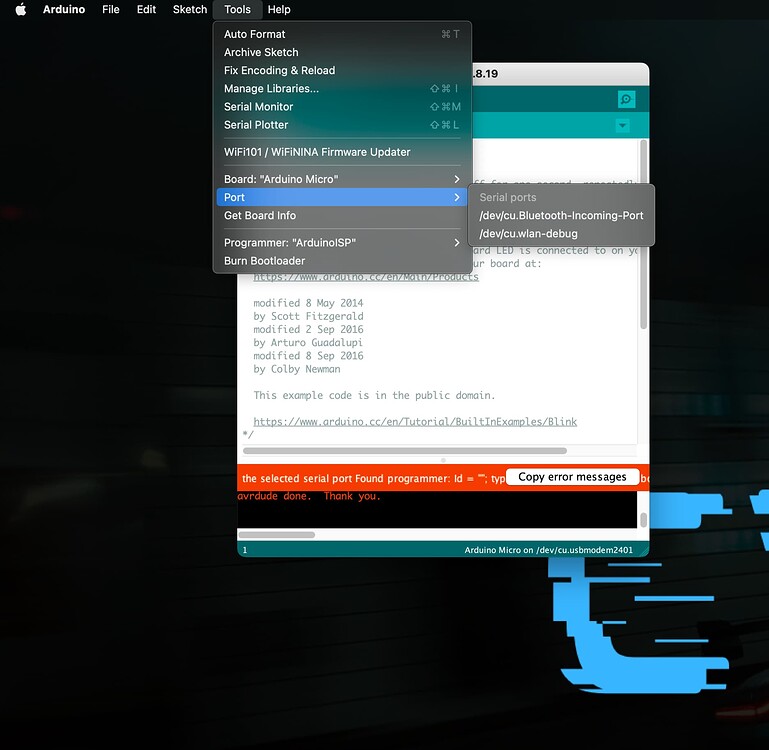 Arduino Micro connected to USB not showing up in serial ports in the