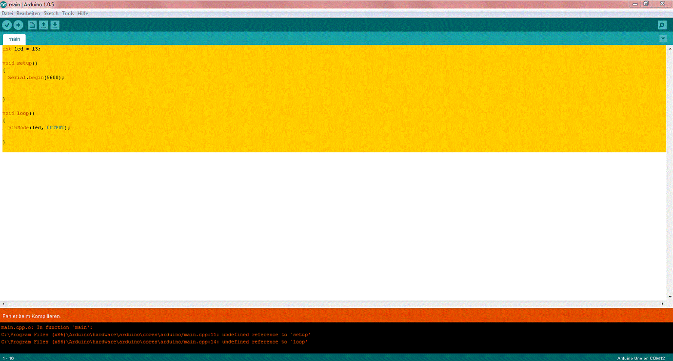 undefined reference to 'setup' and ... to 'loop' - Programming ...