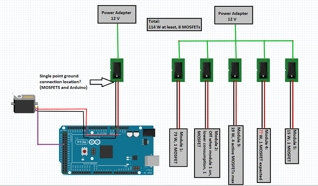 12 V system with many MOSFETs in parallel. Decoupling/Reduce Ground ...