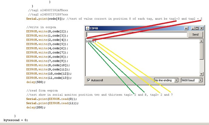 Write in the eerpom of ArduinoUno a code RFID (ID20) - Programming ...