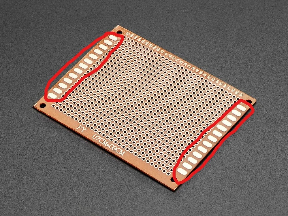 Where are the power and ground rails on a solderless breadboard ...