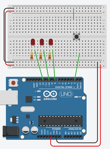 Lighting up LEDs based on how many times a button has been pressed ...
