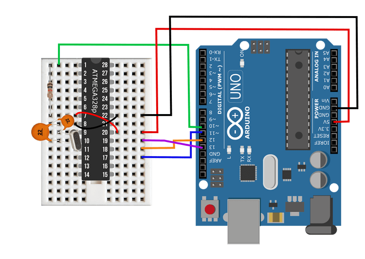 Using Arduino as ISP to Burn Arduino Bootloader Onto ATmega328p Chips ...
