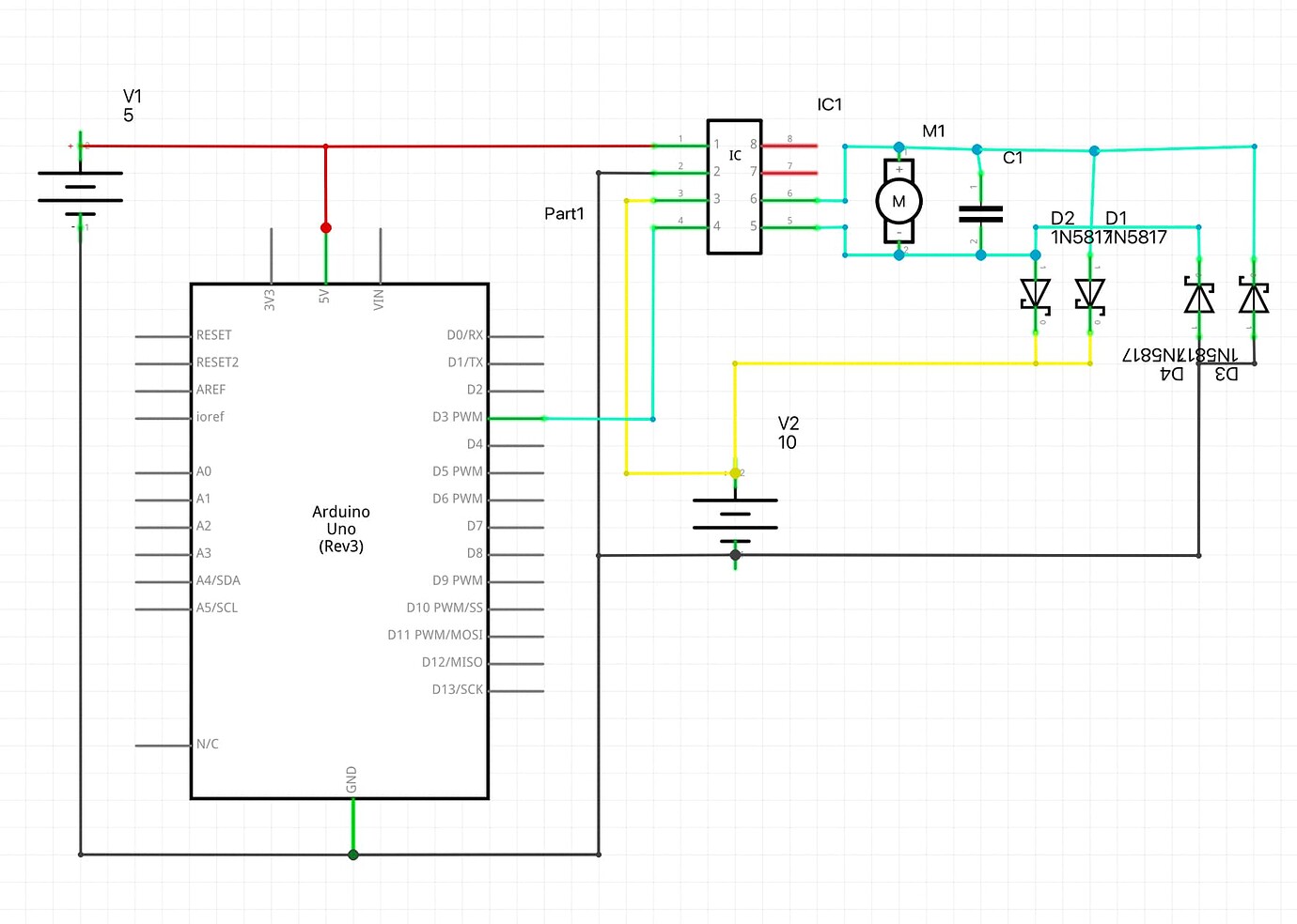 Flyback diodes for DC Motor with PWM HBridge Motors, Mechanics