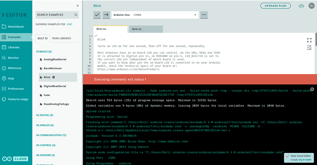 Executing command exit status 1 uploading arduino forum