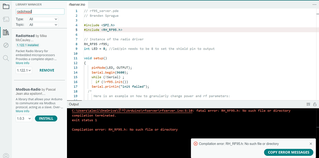 Compilation error for missing header file even though I have the ...