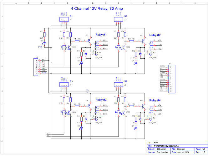 4 Channel 12V Relay, 30A