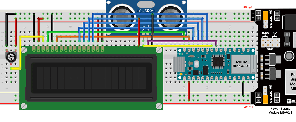Nano 33 IoT connected to 5V LCD and Ultrasonic Sensor - Nano 33 IoT ...