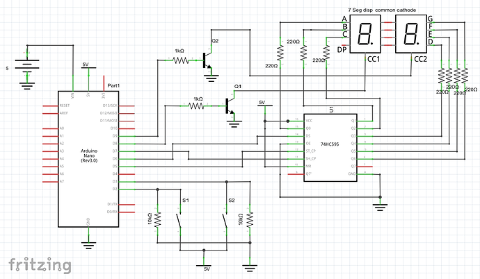 7-SEGMENT COUNTER 0-99 with 74HC595 - Programming - Arduino
