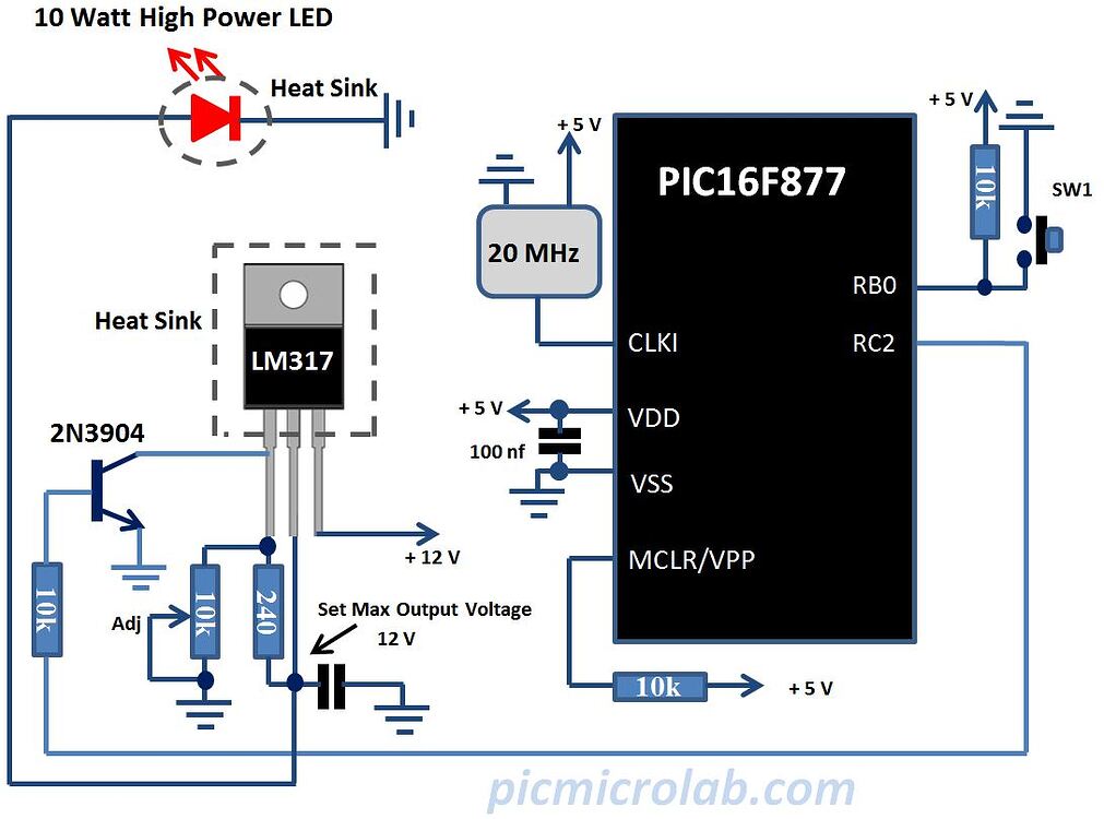 High Power LED correctly with LM317 + IRF520N for Arduino Control