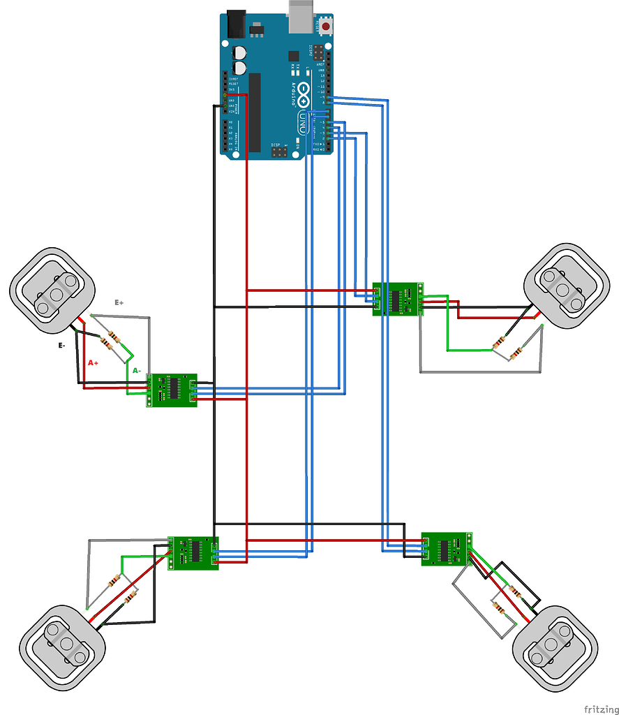 Finding center of gravity with 4 load cells and 4 hx711 - Programming ...