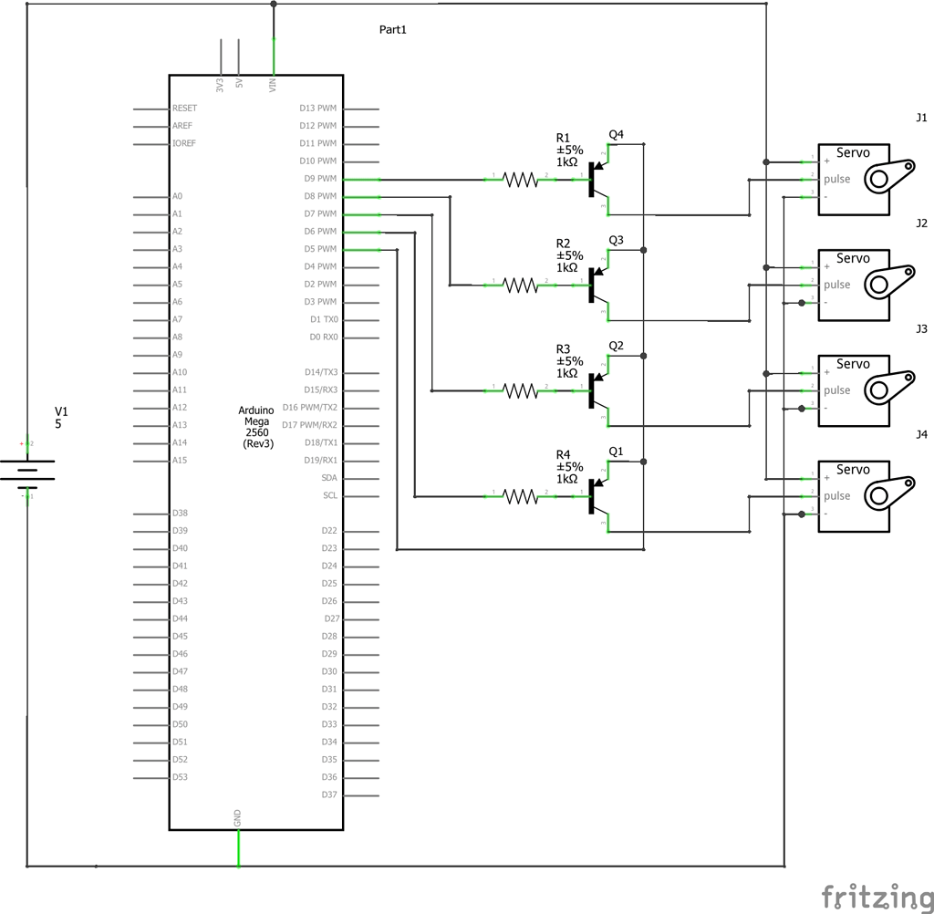 43 servo motors through transistors, jittering General Electronics
