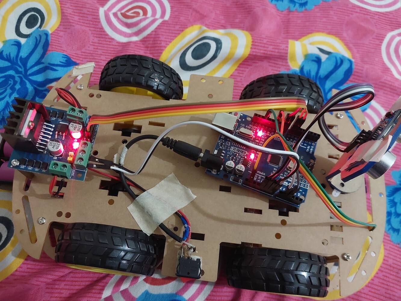 4WD Obstacle Avoiding smart car using L298N Motor Driver Module, HC SR ...