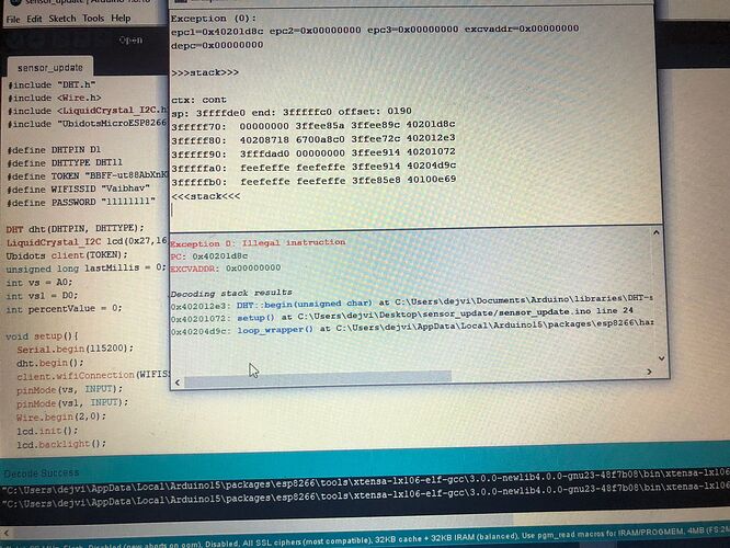 Exception shown in Serial Monitor when running sketch on ESP8266 board ...
