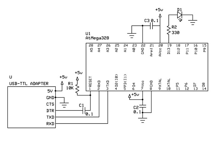 ATMega328p to breadboard - following Gammon's guide, but stuck ...