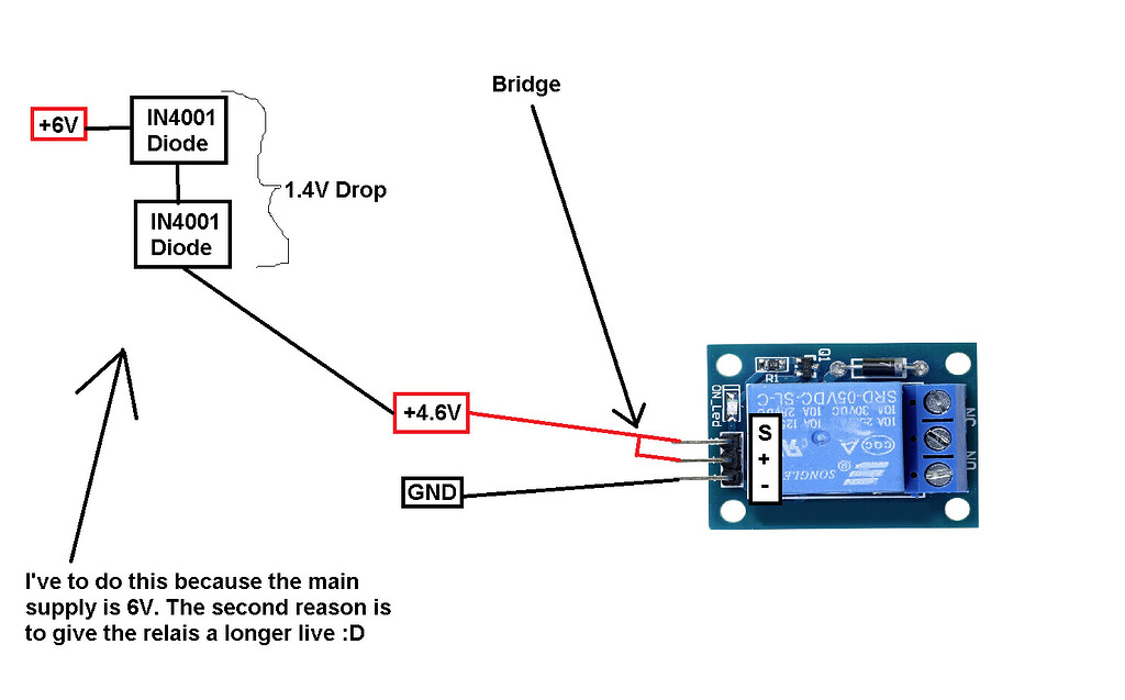 Can I activate a relais with a bridge like this ? General Electronics
