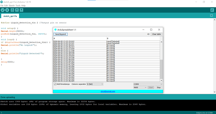Arduspreadsheet