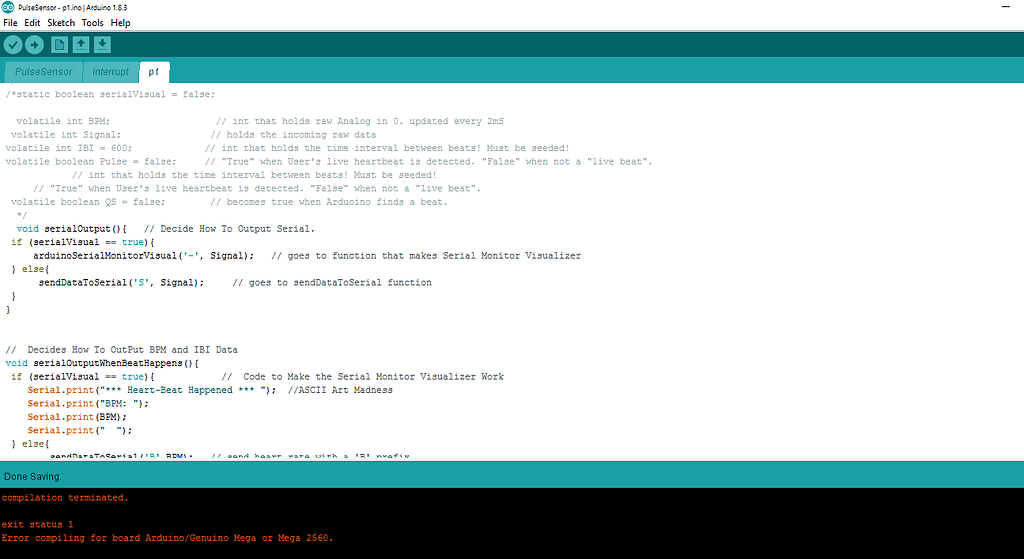 Problem interfacing Heart Rate Sensor (Pulse Sensor) with Arduino Mega ...