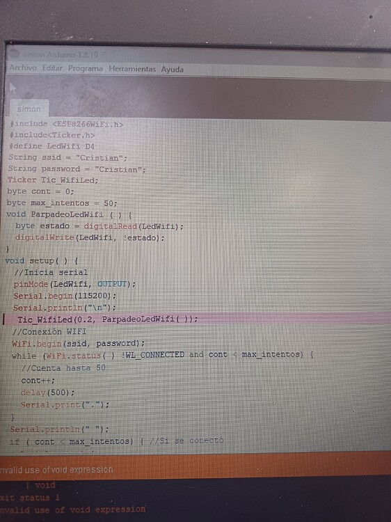 Invalid use of void expression - Programming Questions - Arduino Forum