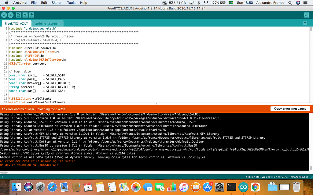 An error occurred while uploading the sketch - No device found on cu ...
