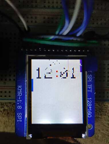 HyperClock Pong mode with destructible digits, red colon indicates no WiFi connection, timer running internally.