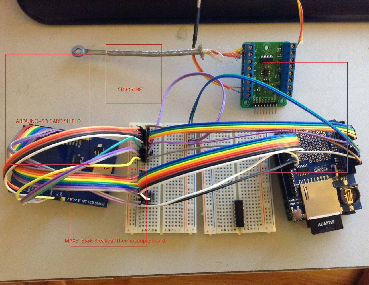 MAX31855K + CD4051BE+ Arduino UNO - General Electronics - Arduino Forum
