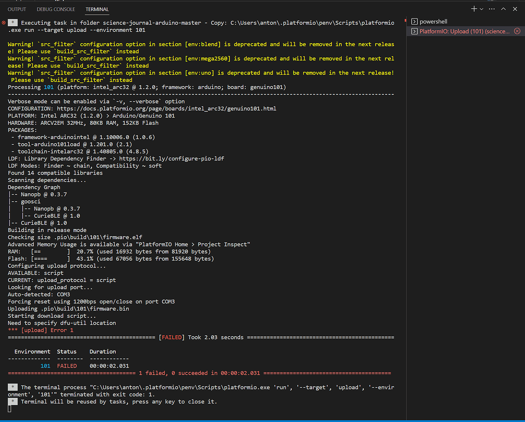 Problem with dfu-util trying to upload on Arduino 101 - Arduino Science ...