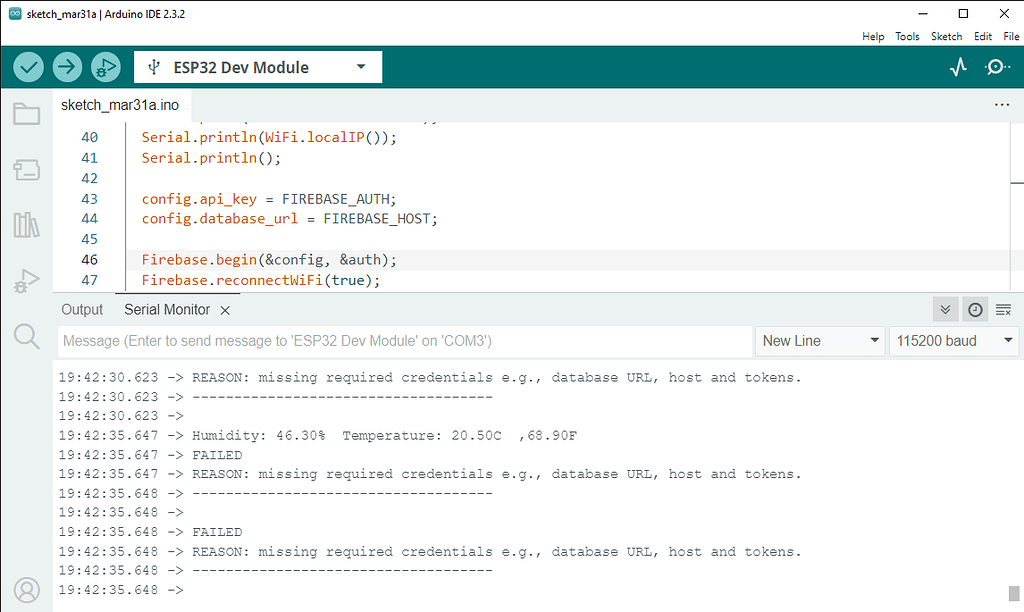 FAILED REASON: missing required credentials e.g., database URL, host ... image.