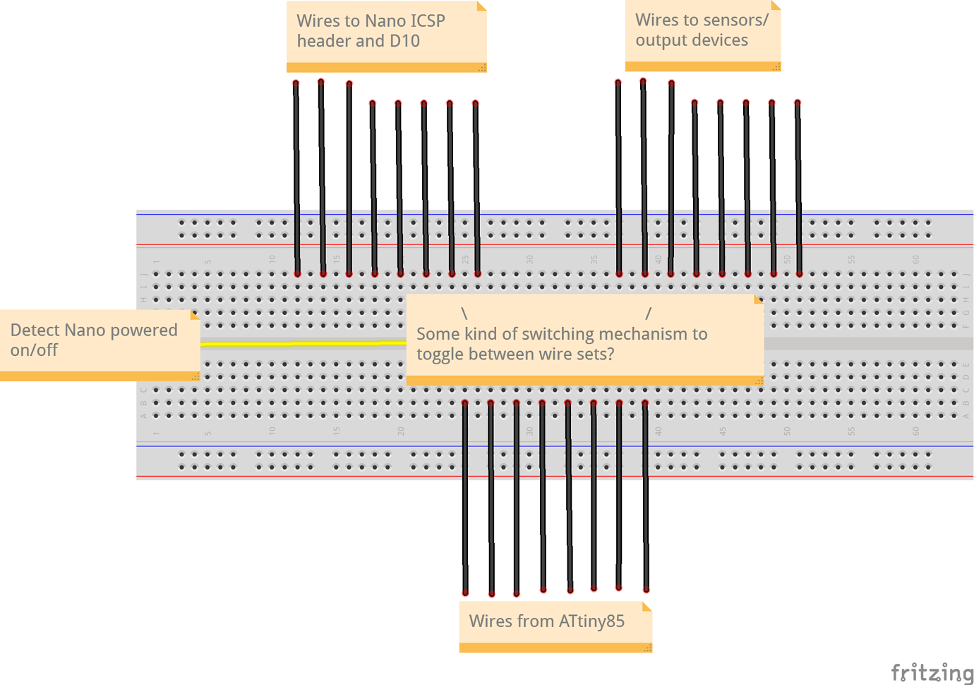 How to connect ATtiny85 for In-system Programming (ISP) while already ...