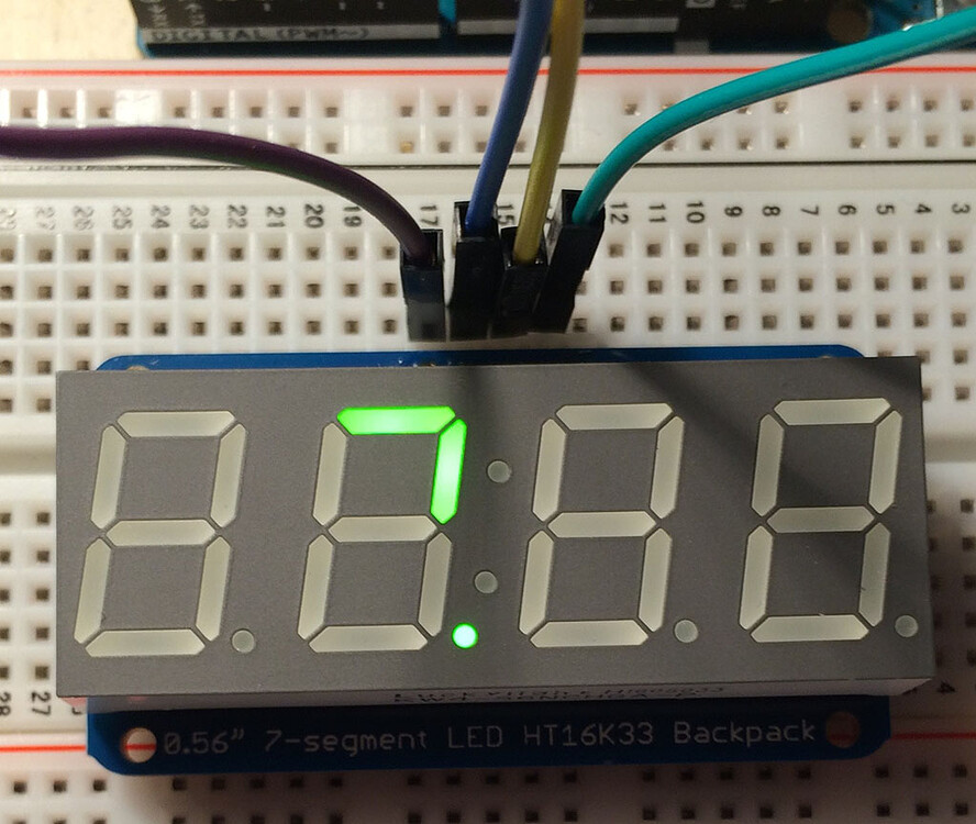 Unable to get a 7 segment LED display working with an I2C backpack ...