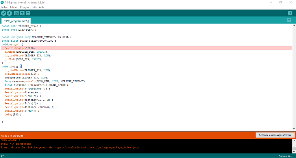 Aide a résoudre une erreur de programmation - Français - Arduino Forum