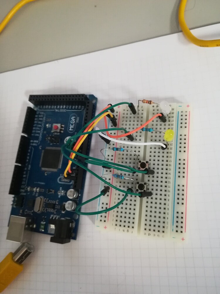 ON/OFF system using 2 pushbuttons 2 LEDs - LEDs and Multiplexing ...
