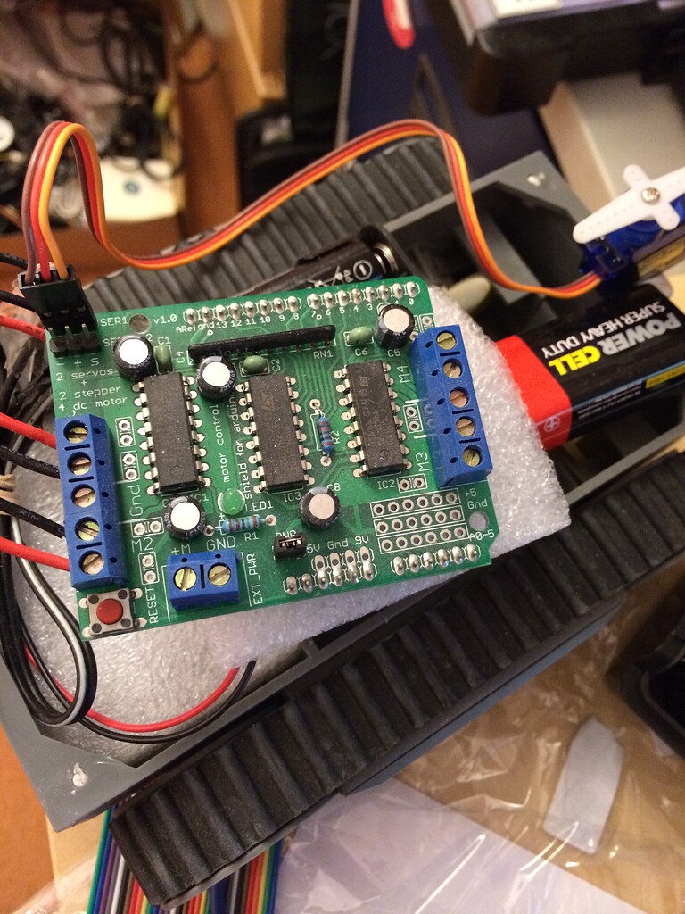 New to world of Robotics need help with motor sheild and HC-SR04 sensor ...