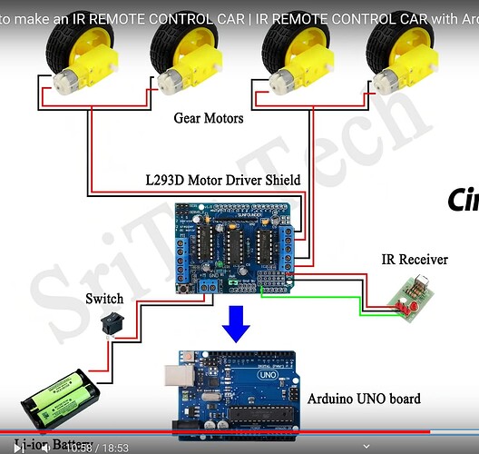Motors L293D shield and arduino UNO - IR REMOTE - General Electronics ...
