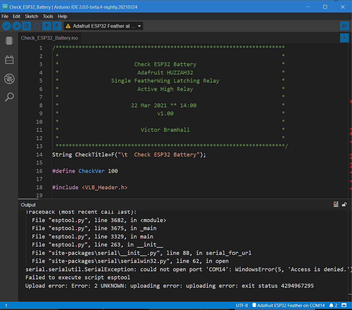 Serial Port Error IDE 2.x Arduino Forum