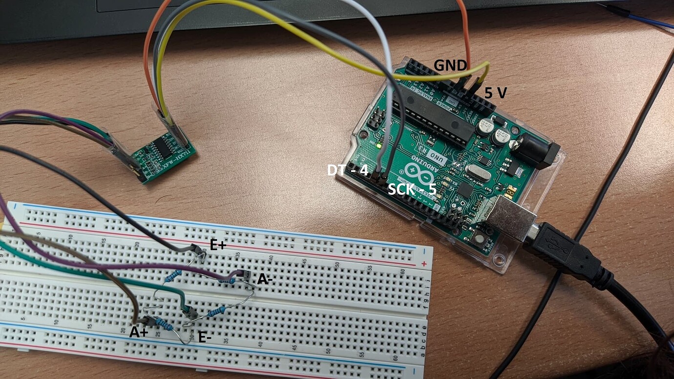 Reading voltage from a wheatstone bridge with an HX711 Sensors