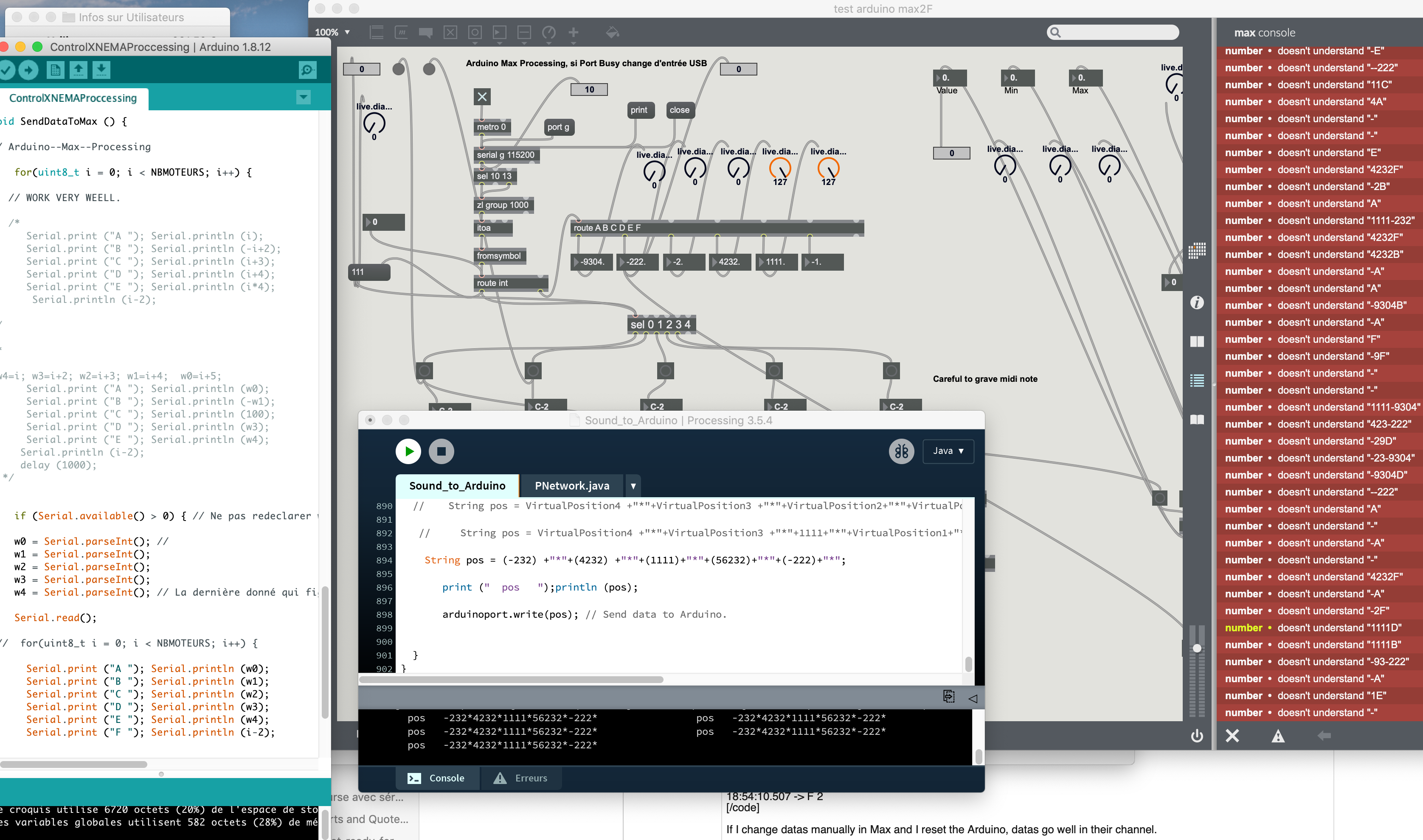 Processing to Arduino to Max: it works almost fully. - Interfacing w ...