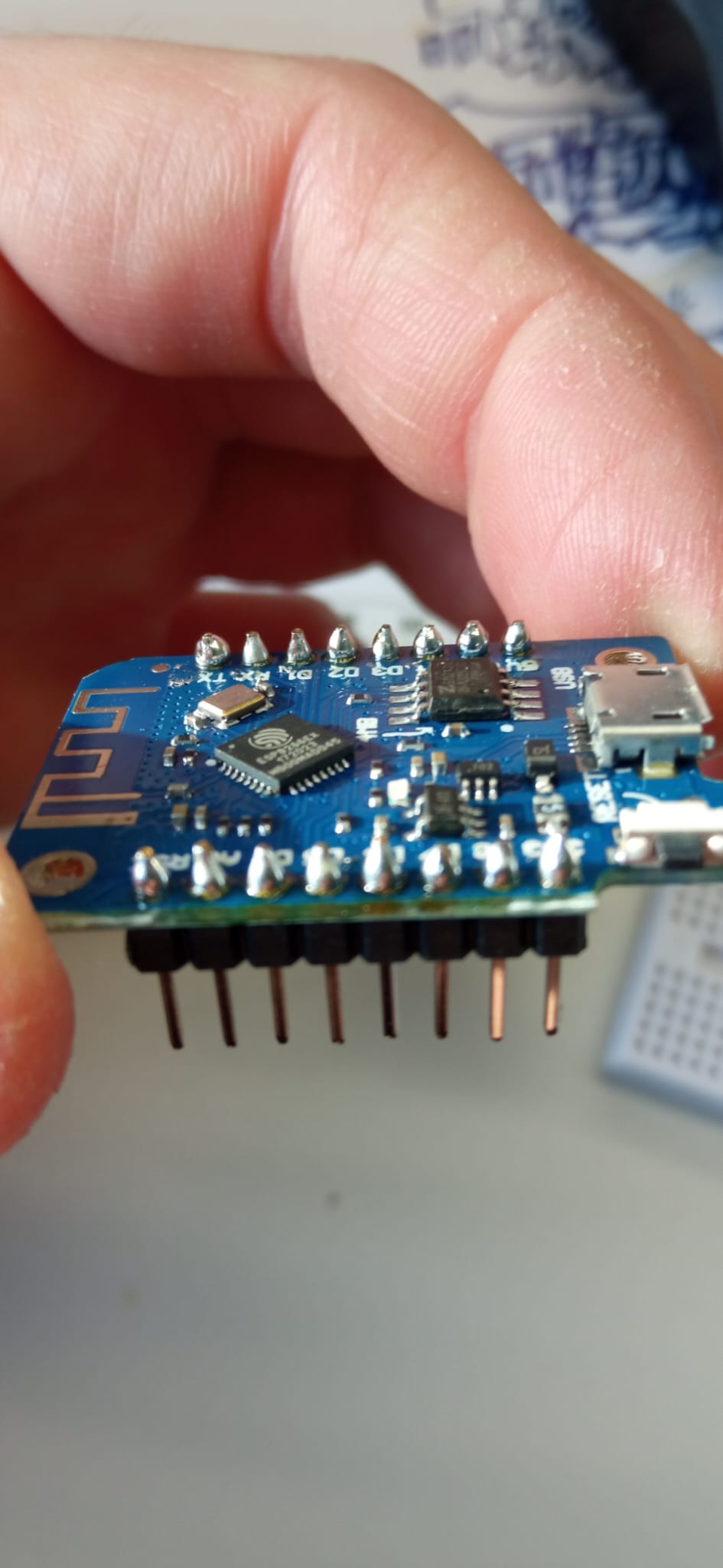 Soldering pins always get pushed trough when trying to connect Dupont ...