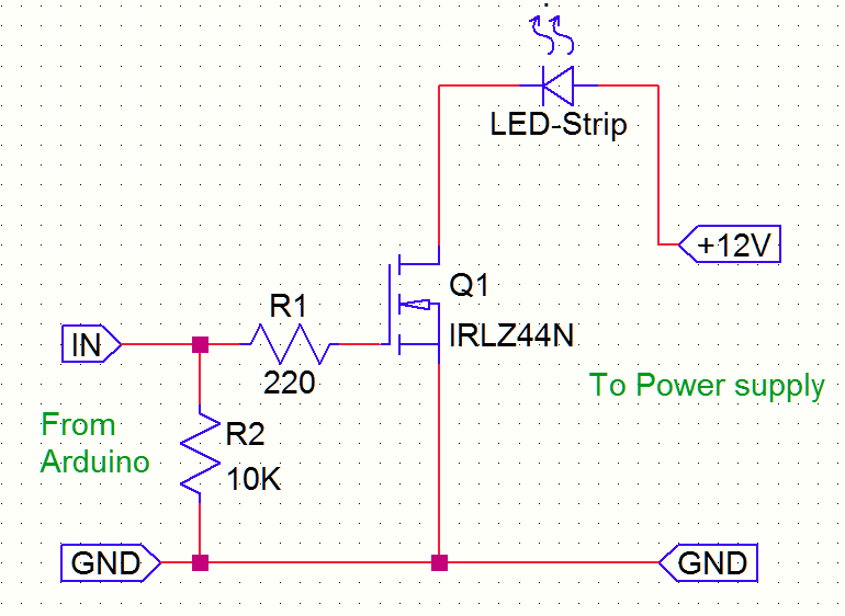 Providing power to arduino to control 12V LEDs via a MOSFET - General ...