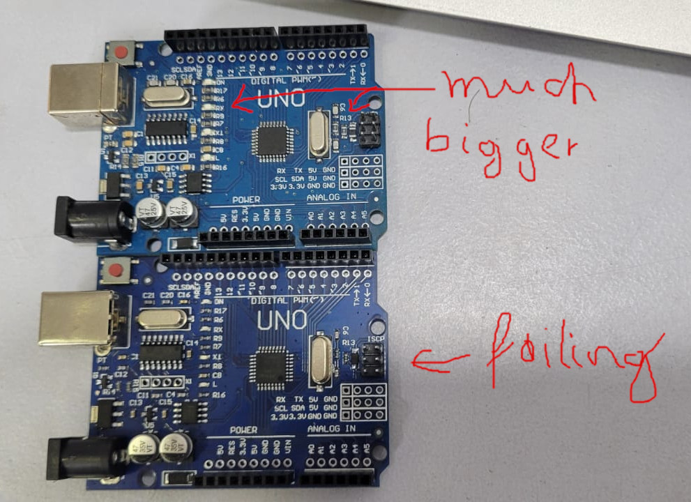One arduino unexpectedly resets while another on doesn't - UNO R3 ...