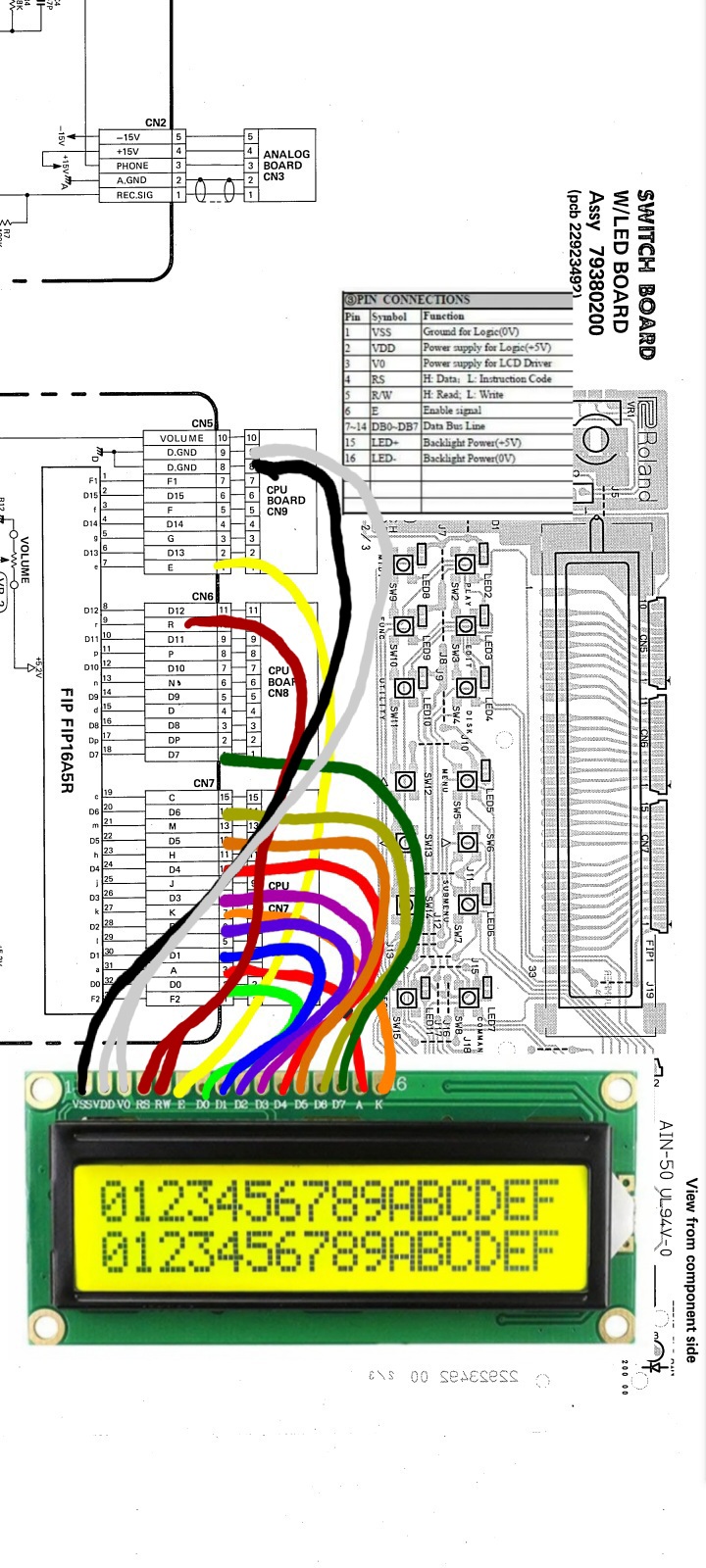Attempting to replace a FIP16A5R VFD with a 16x2 LCD for my Roland S
