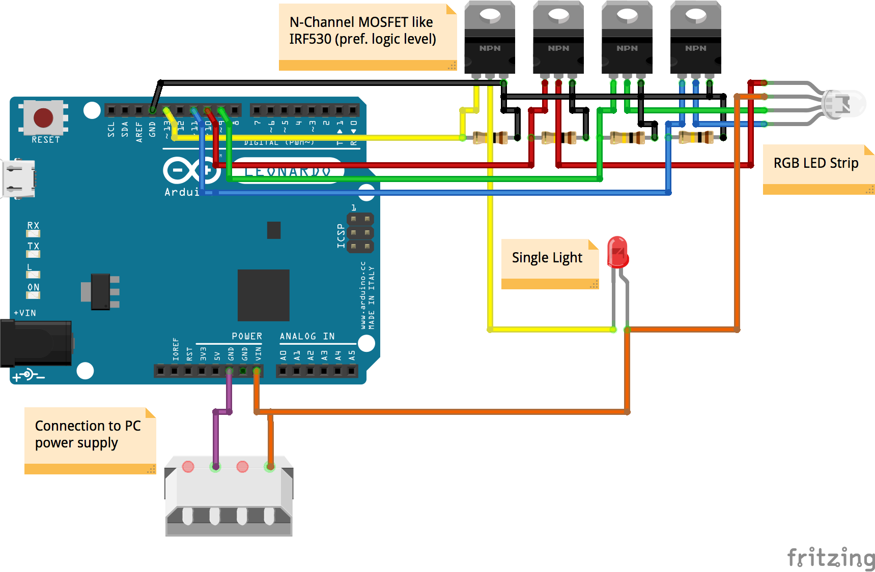 IRF530N + LED stripe + arduino - General Electronics - Arduino Forum